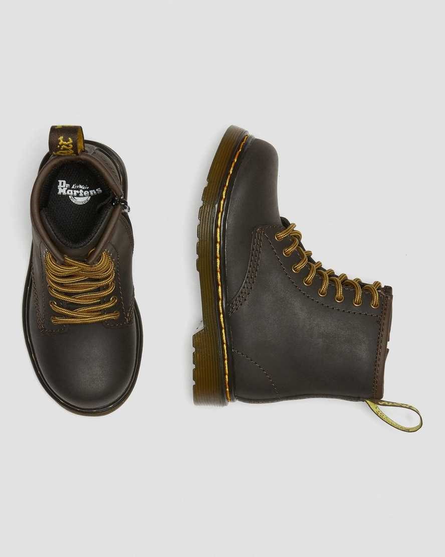 Dark Brown Wildhorse Lamper Kids' Dr Martens Toddler 1460 Wildhorse Leather Lace Up Boots | 705946-SEJ