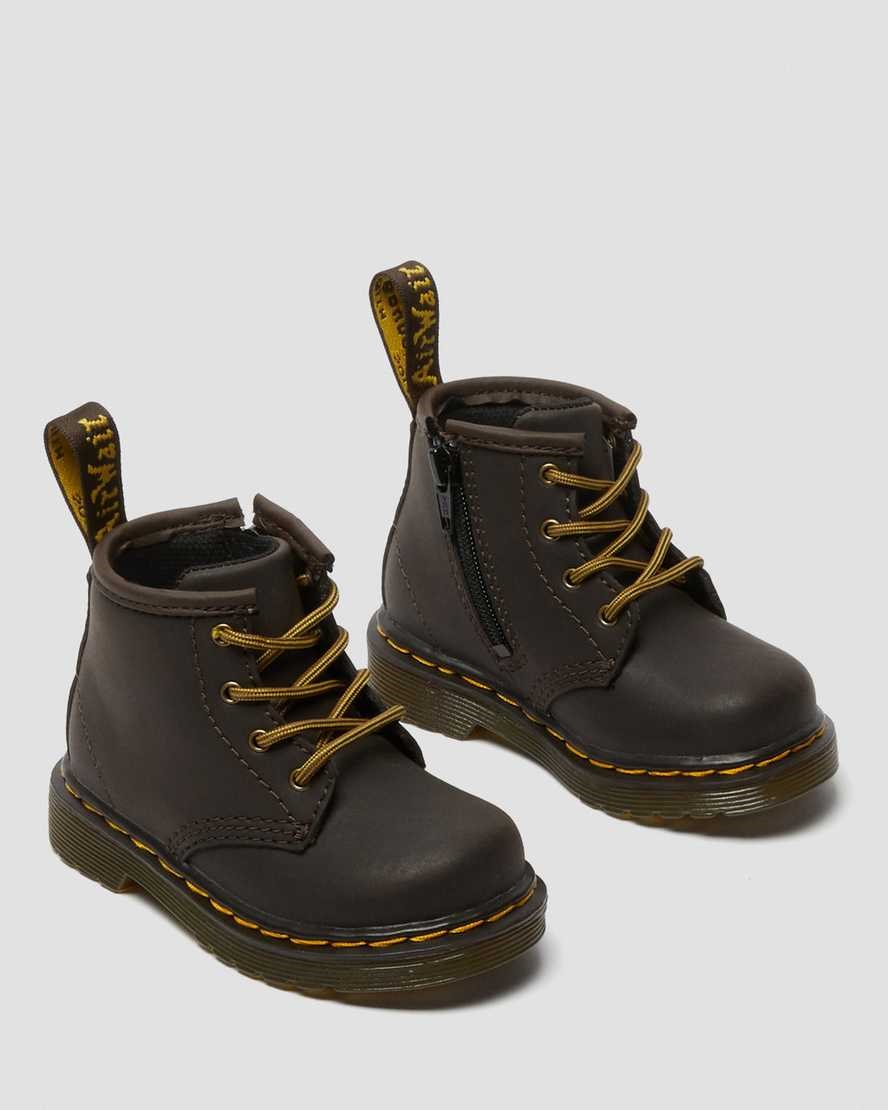 Dark Brown Wildhorse Lamper Kids' Dr Martens Infant 1460 Wildhorse Leather Lace Up Boots | 739402-JPN