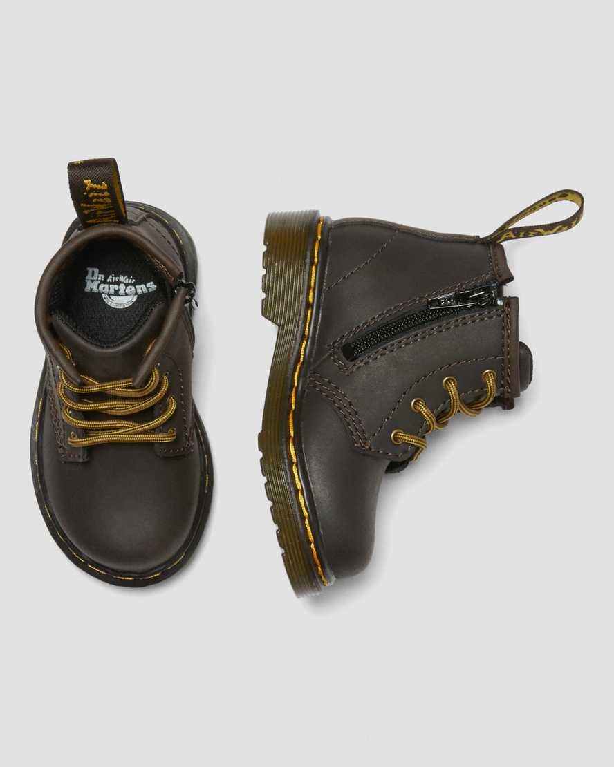 Dark Brown Wildhorse Lamper Kids' Dr Martens Infant 1460 Wildhorse Leather Lace Up Boots | 739402-JPN