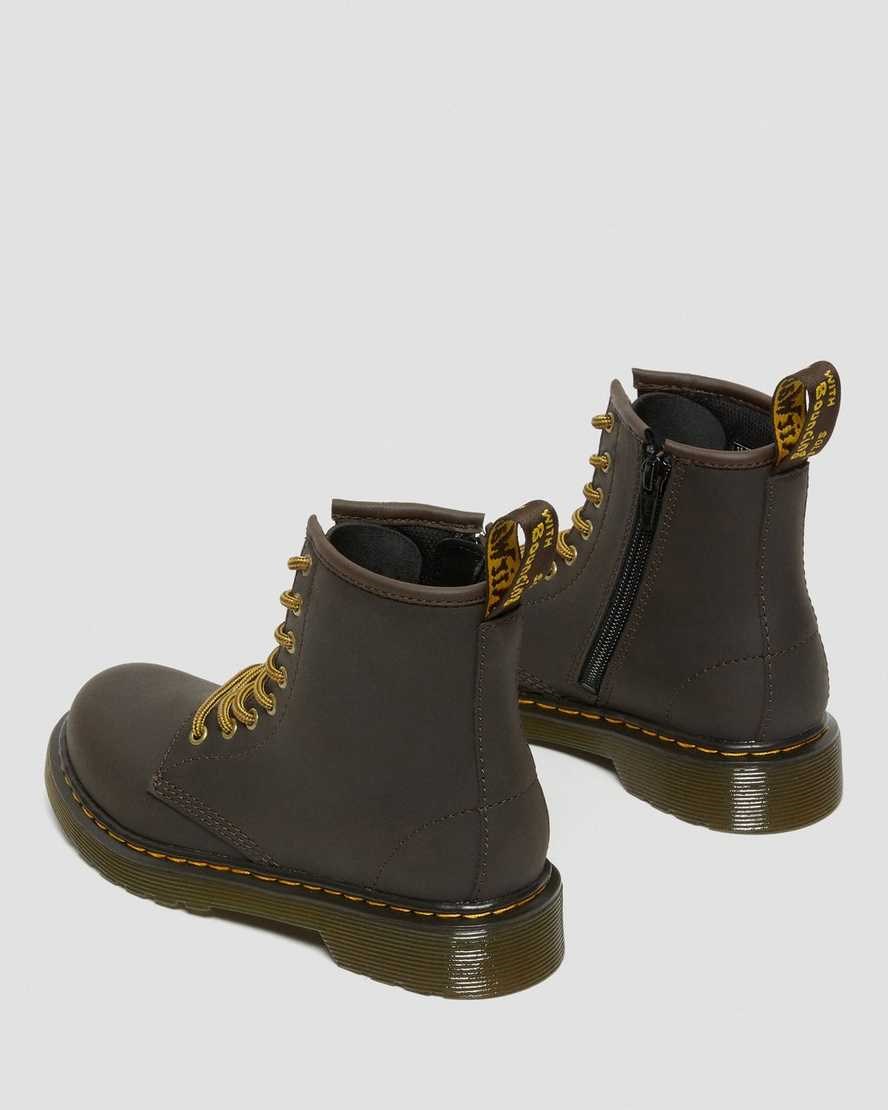 Dark Brown Wildhorse Lamper Kids' Dr Martens Junior 1460 Wildhorse Leather Lace Up Boots | 805962-UNT