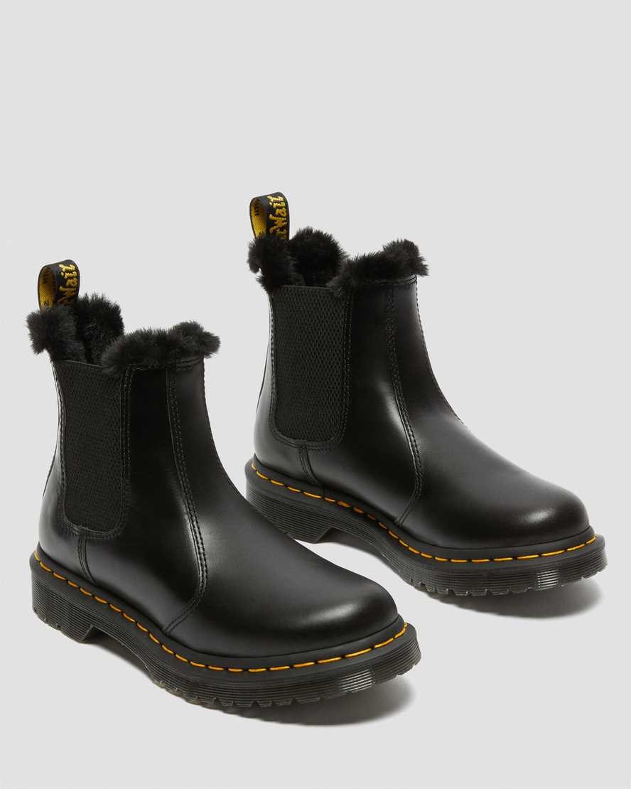 Dark Grey Atlas Women's Dr Martens 2976 Leonore Faux Fur Lined Chelsea Boots | 439081-BLW