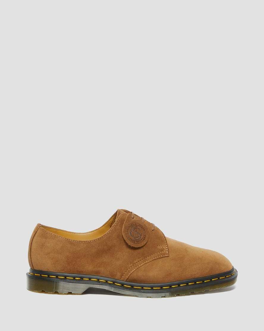 Dark Tan Repello Calf Suede Women's Dr Martens Archie II Made in England Suede Oxford Shoes | 032518-TVM