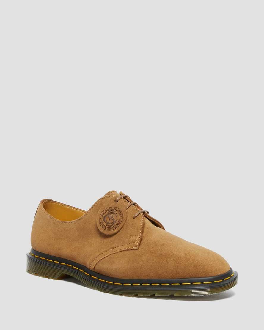 Dark Tan Repello Calf Suede Women's Dr Martens Archie II Made in England Suede Oxford Shoes | 032518-TVM