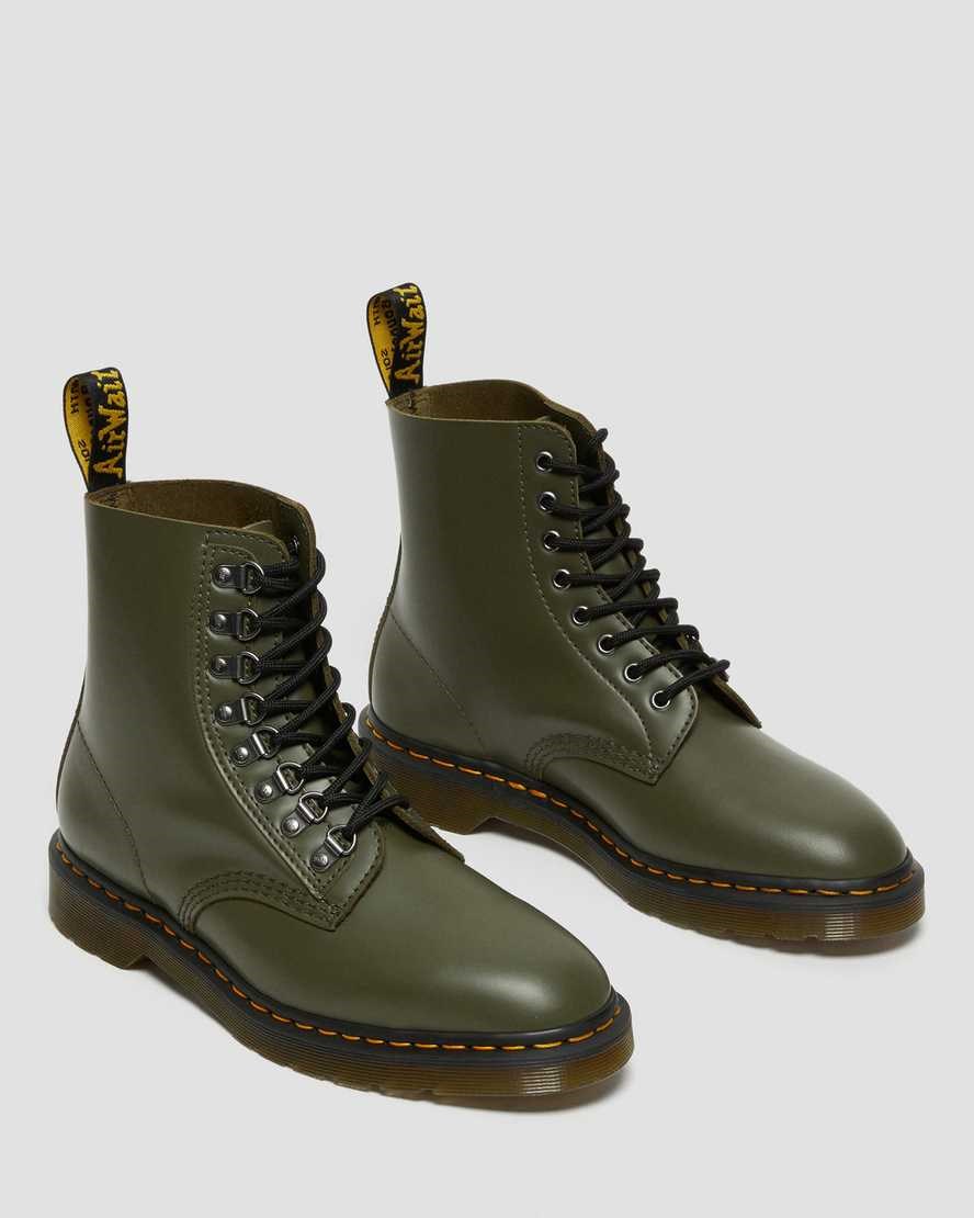 Green Smooth Leather Men's Dr Martens 1460 Pascal Verso Smooth Leather Ankle Boots | 561390-SXO