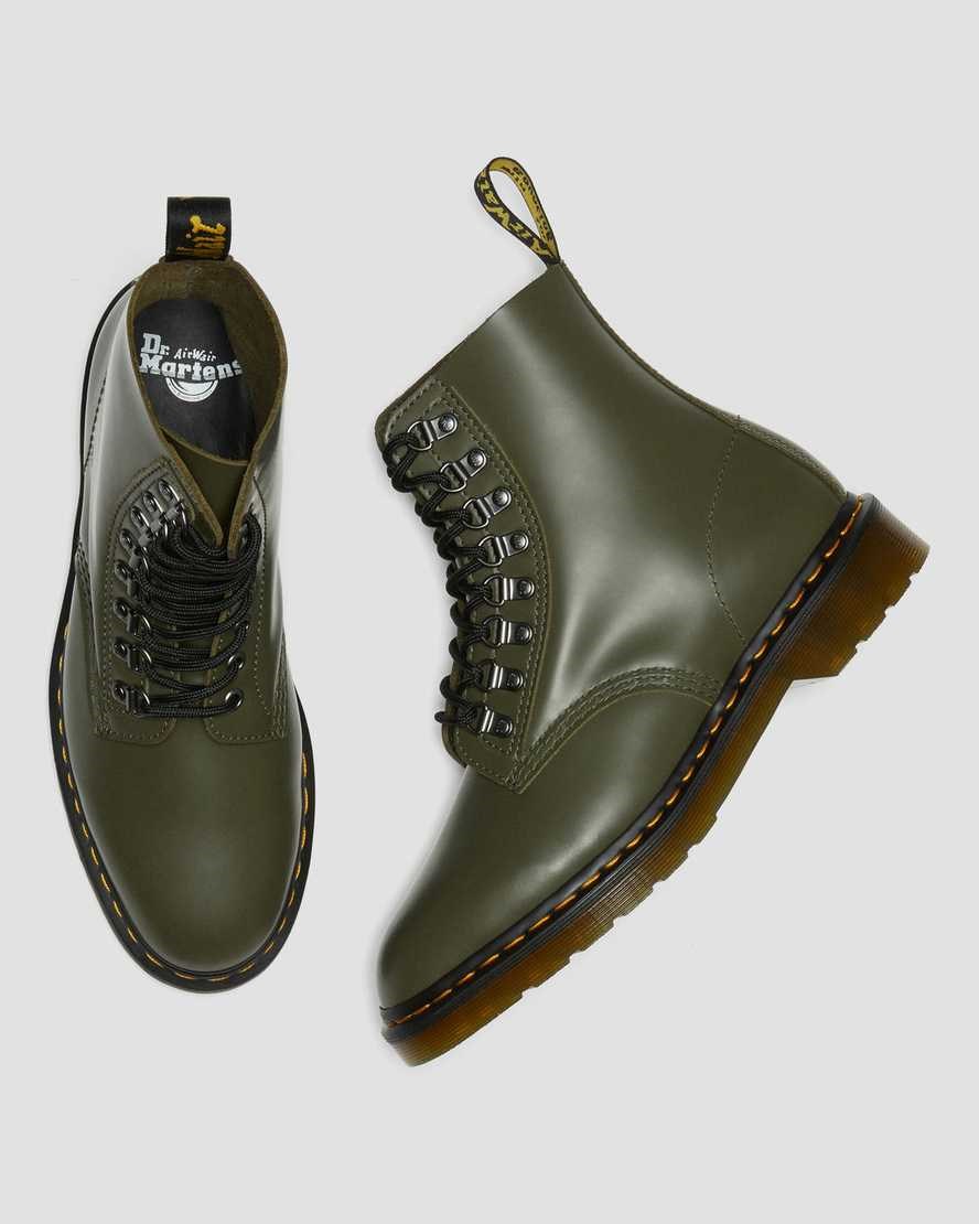 Green Smooth Leather Women's Dr Martens 1460 Pascal Verso Smooth Leather Ankle Boots | 127034-GOC