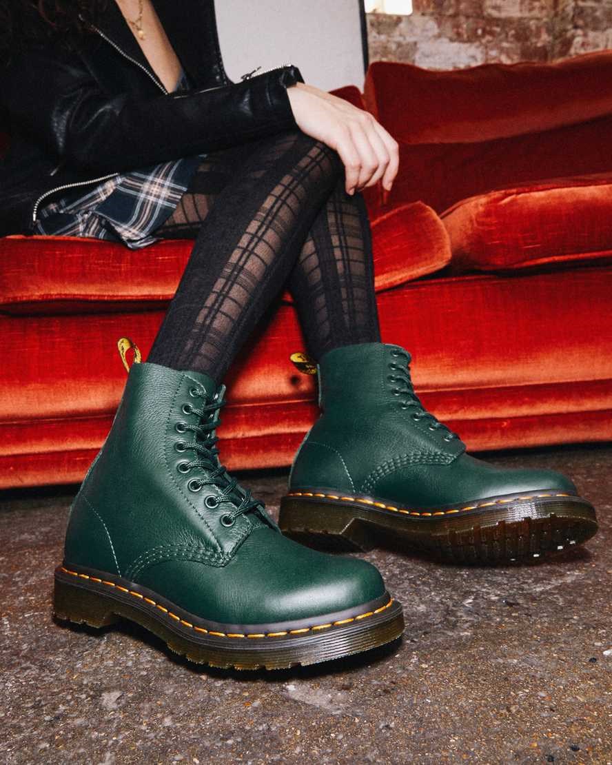 Green Virginia Women's Dr Martens 1460 Pascal Virginia Leather Lace Up Boots | 257816-WEP