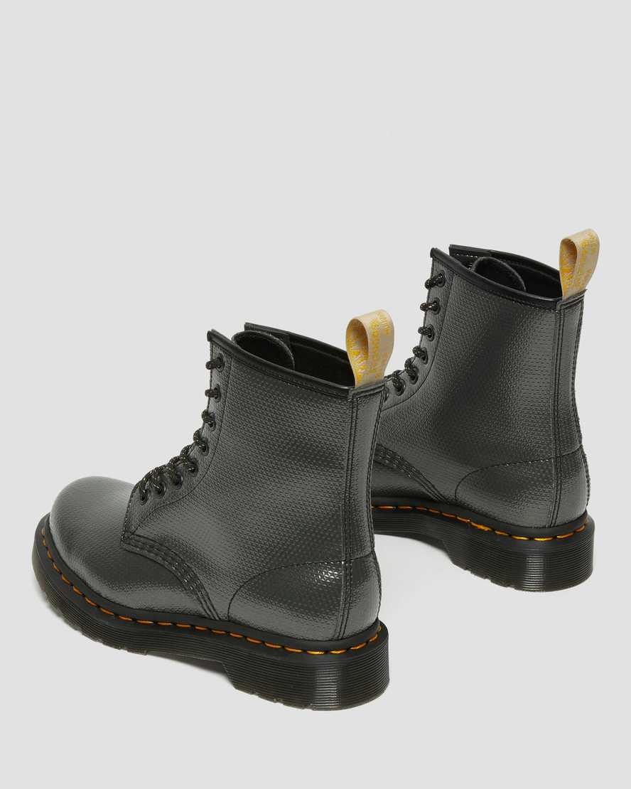 Grey Alumix Hex Emboss Women's Dr Martens Vegan 1460 Metallic Emboss Ankle Boots | 046792-COS