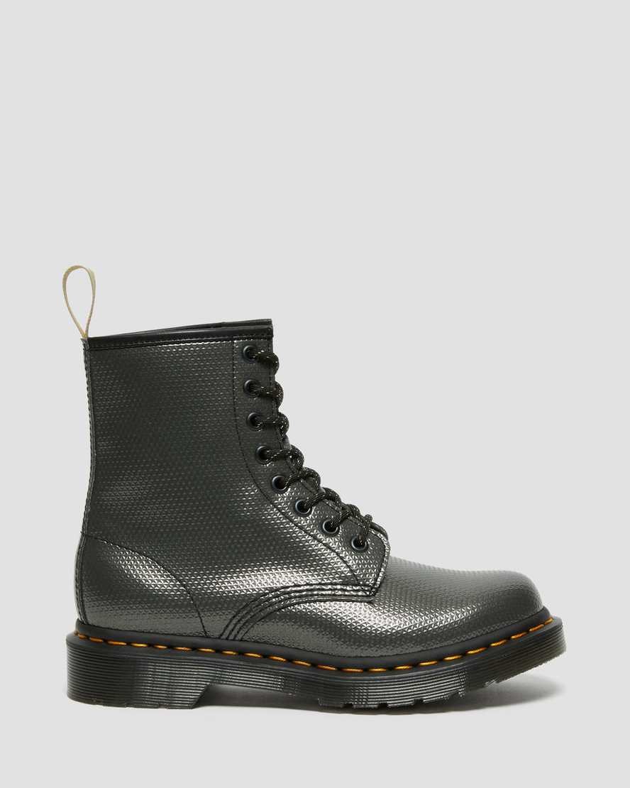 Grey Alumix Hex Emboss Women's Dr Martens Vegan 1460 Metallic Emboss Ankle Boots | 046792-COS