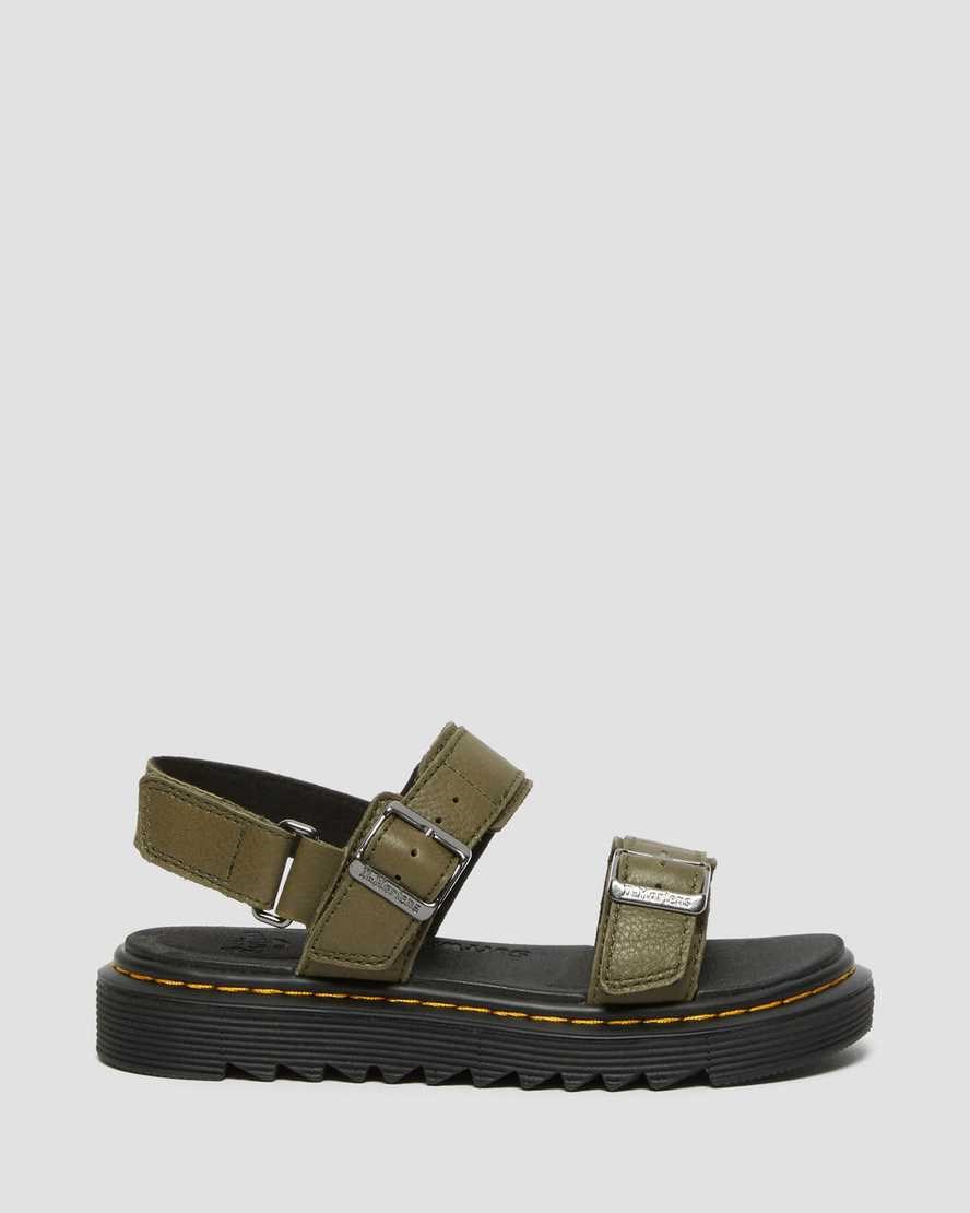 Olive Kids' Dr Martens Junior Kyle Leather Sandals | 705816-TVW