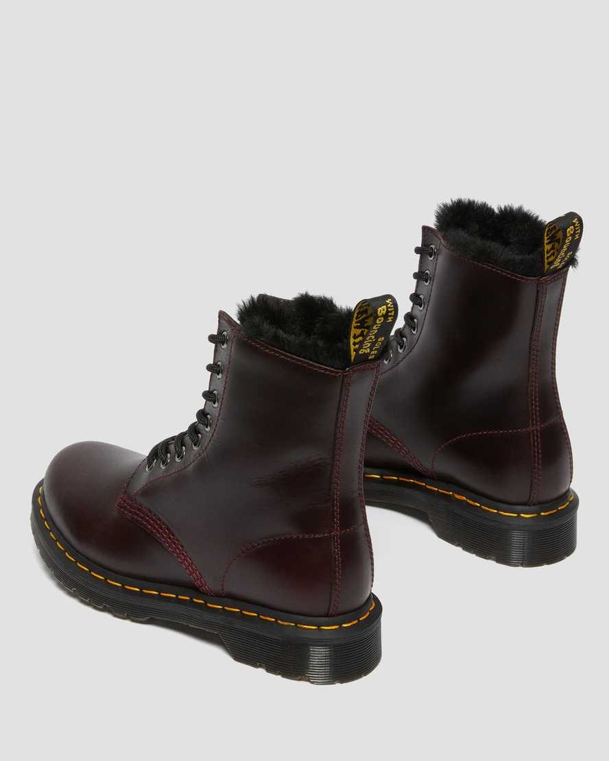 Oxblood Atlas Women's Dr Martens 1460 Serena Faux Fur Lined Ankle Boots | 081629-MNB