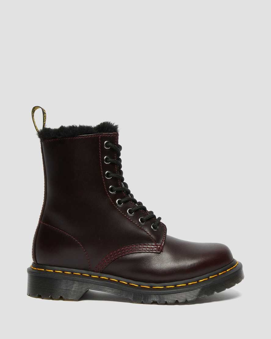 Oxblood Atlas Women's Dr Martens 1460 Serena Faux Fur Lined Ankle Boots | 081629-MNB