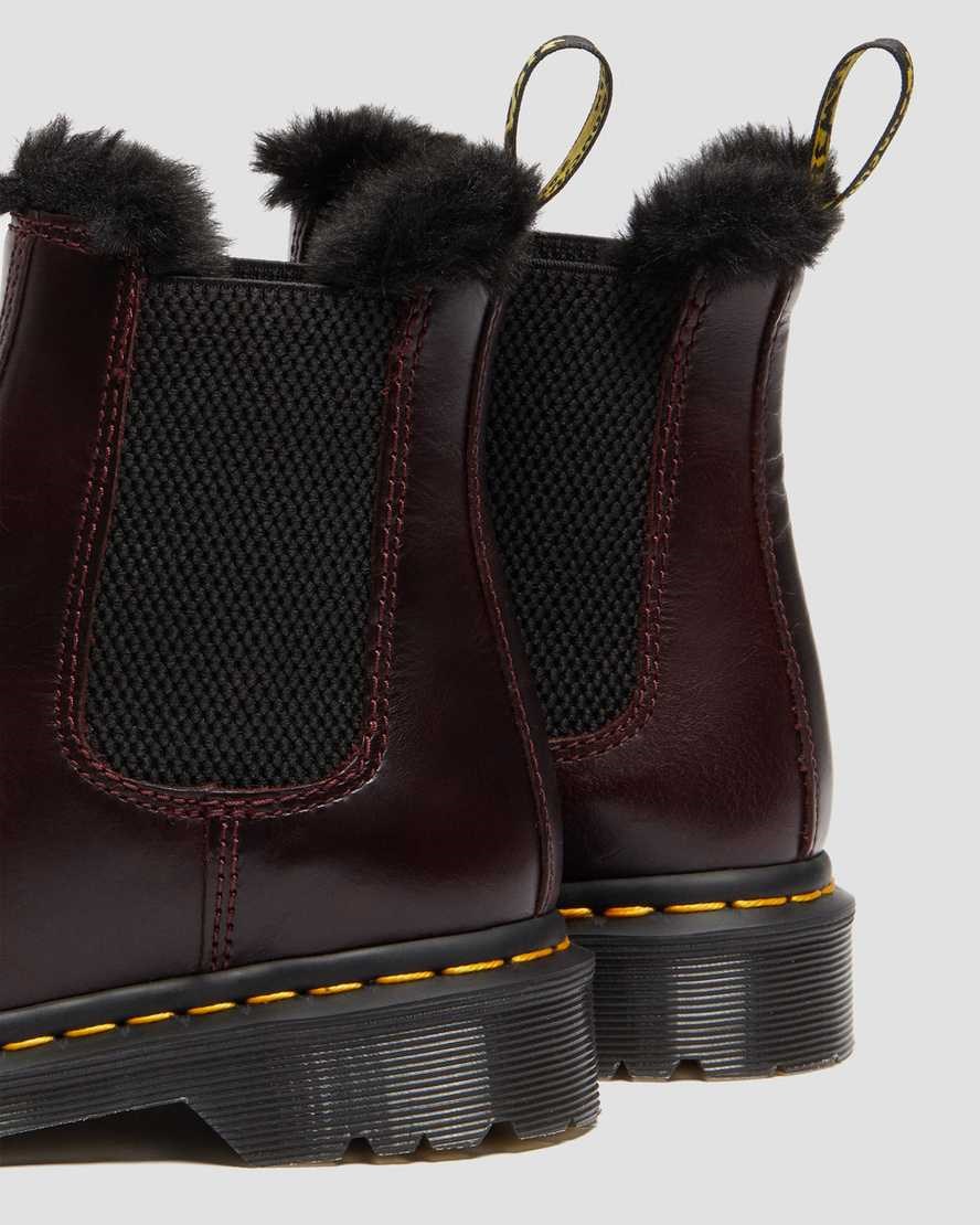 Oxblood Atlas Women's Dr Martens 2976 Leonore Faux Fur Lined Chelsea Boots | 096258-CLN