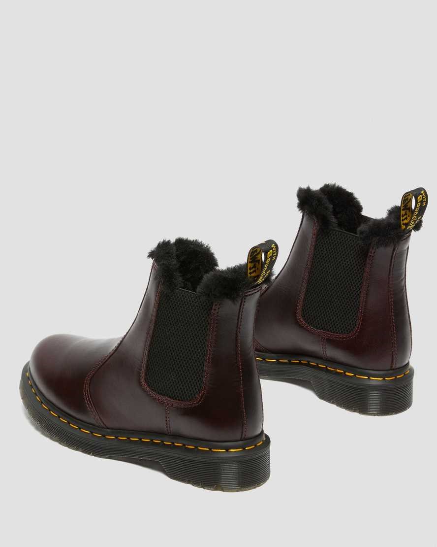 Oxblood Atlas Women's Dr Martens 2976 Leonore Faux Fur Lined Chelsea Boots | 096258-CLN