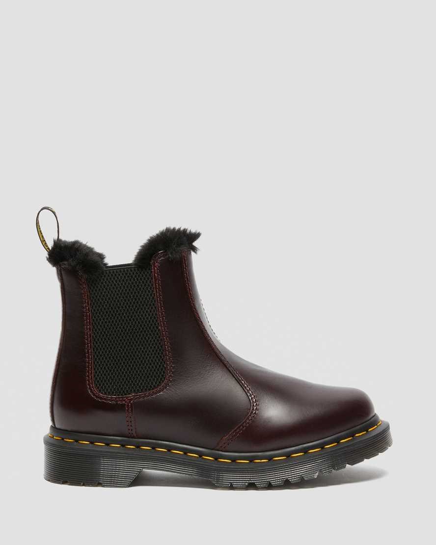 Oxblood Atlas Women's Dr Martens 2976 Leonore Faux Fur Lined Chelsea Boots | 096258-CLN