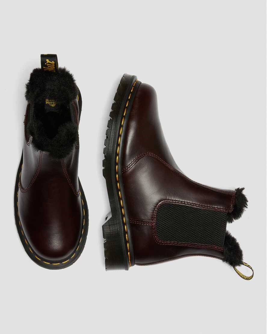 Oxblood Atlas Women's Dr Martens 2976 Leonore Faux Fur Lined Ankle Boots | 896207-CBR