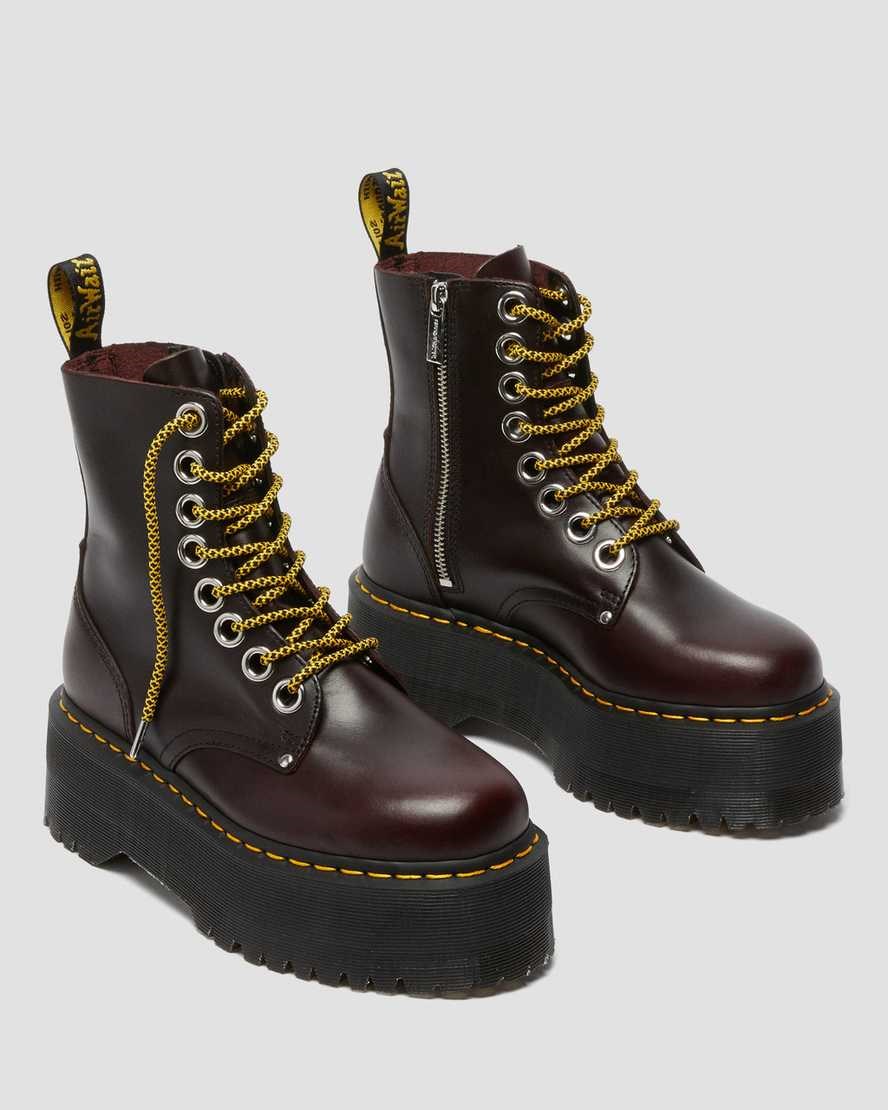 Oxblood Atlas Women's Dr Martens Jadon Max Leather Ankle Boots | 869041-OBK