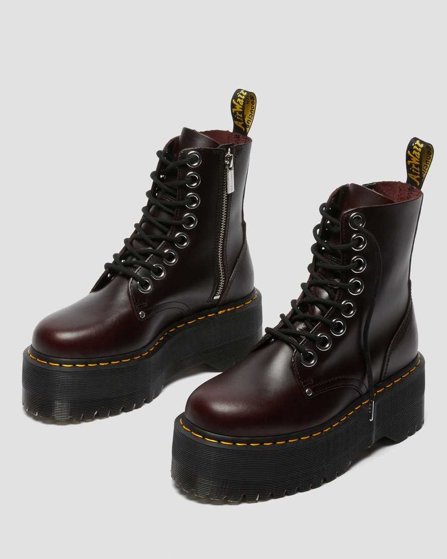 Oxblood Atlas Women's Dr Martens Jadon Max Leather Ankle Boots | 869041-OBK