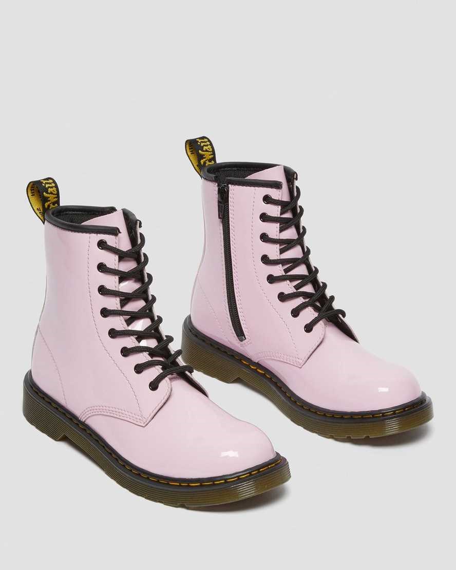 Pale Pink Patent Lamper Kids' Dr Martens Youth 1460 Patent Leather Lace Up Boots | 182074-KBX