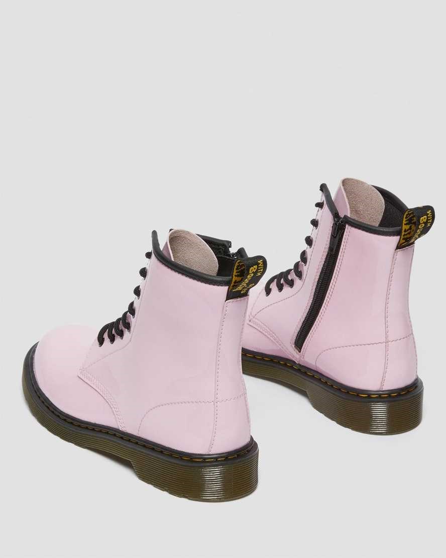 Pale Pink Patent Lamper Kids' Dr Martens Youth 1460 Patent Leather Lace Up Boots | 182074-KBX