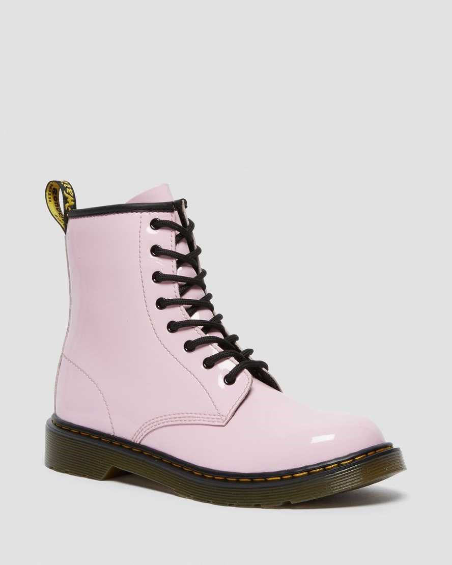 Pale Pink Patent Lamper Kids\' Dr Martens Youth 1460 Patent Leather Lace Up Boots | 182074-KBX