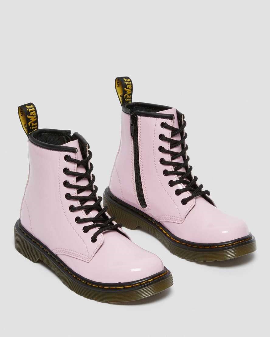 Pale Pink Patent Lamper Kids' Dr Martens Junior 1460 Patent Leather Lace Up Boots | 263580-FPC