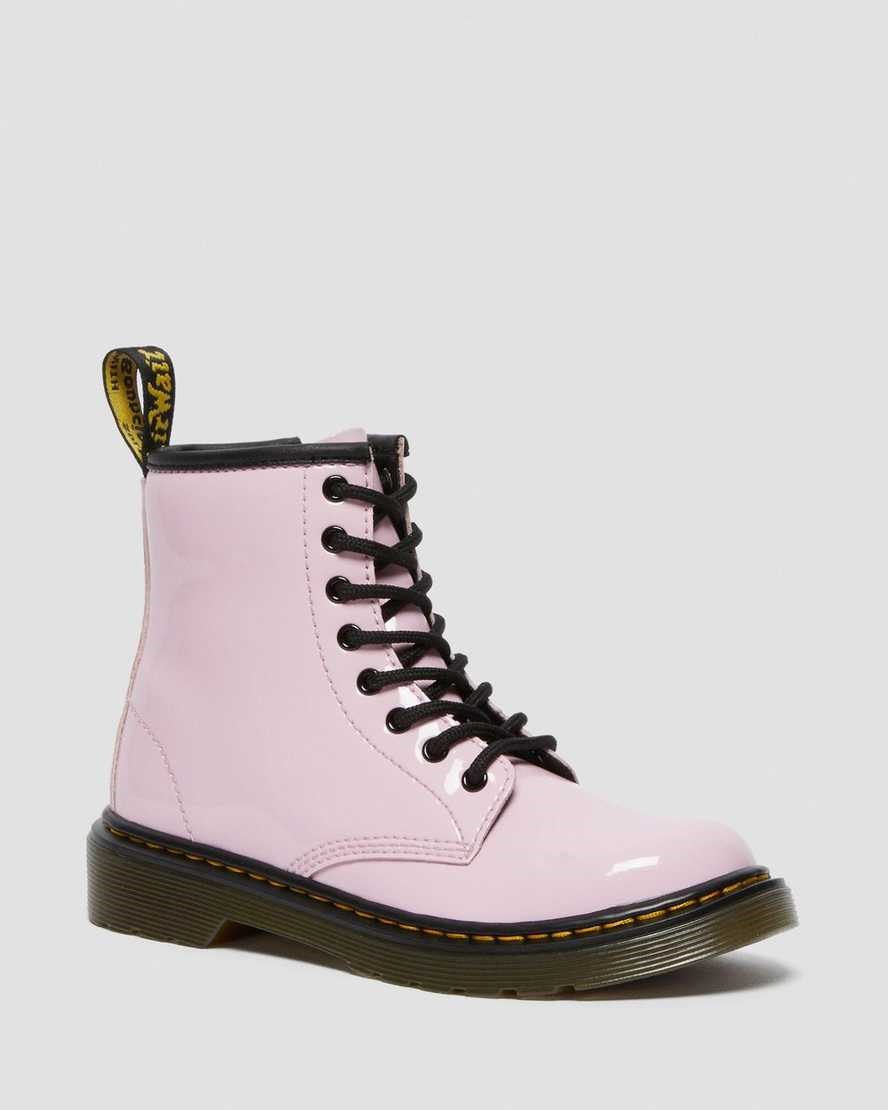 Pale Pink Patent Lamper Kids' Dr Martens Junior 1460 Patent Leather Lace Up Boots | 263580-FPC