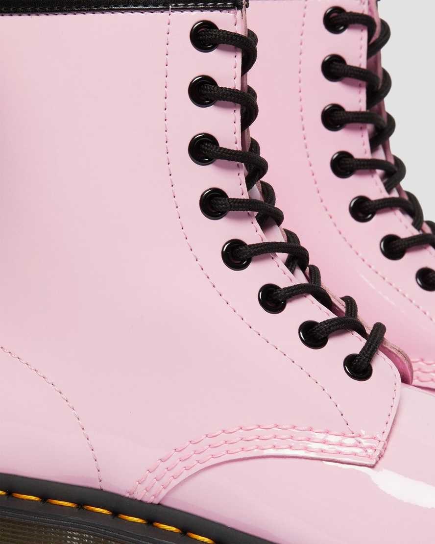 Pale Pink Patent Lamper Women's Dr Martens 1460 Patent Leather Lace Up Boots | 034798-CDZ