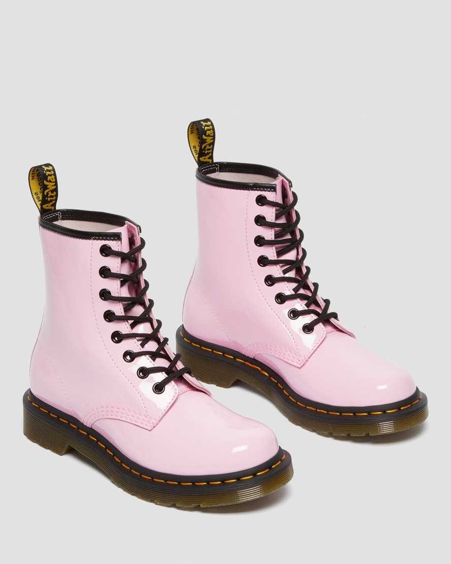 Pale Pink Patent Lamper Women's Dr Martens 1460 Patent Leather Lace Up Boots | 034798-CDZ