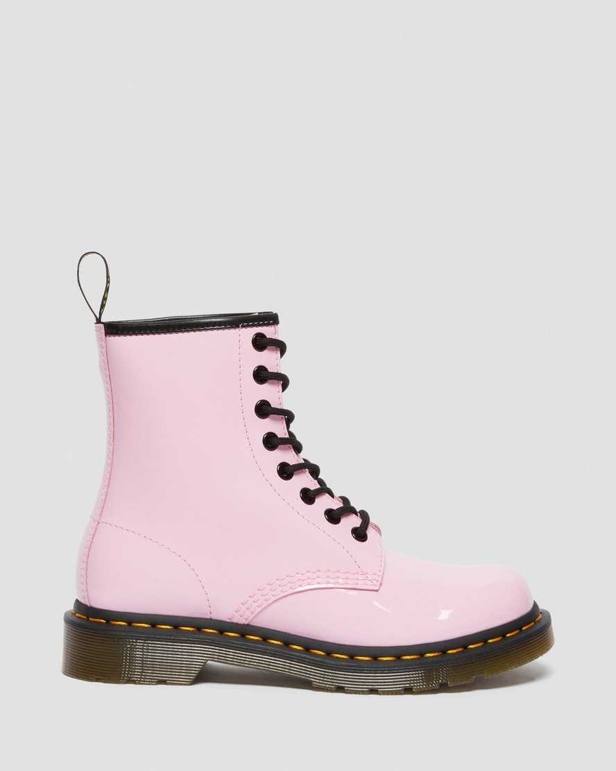 Pale Pink Patent Lamper Women's Dr Martens 1460 Patent Leather Lace Up Boots | 034798-CDZ