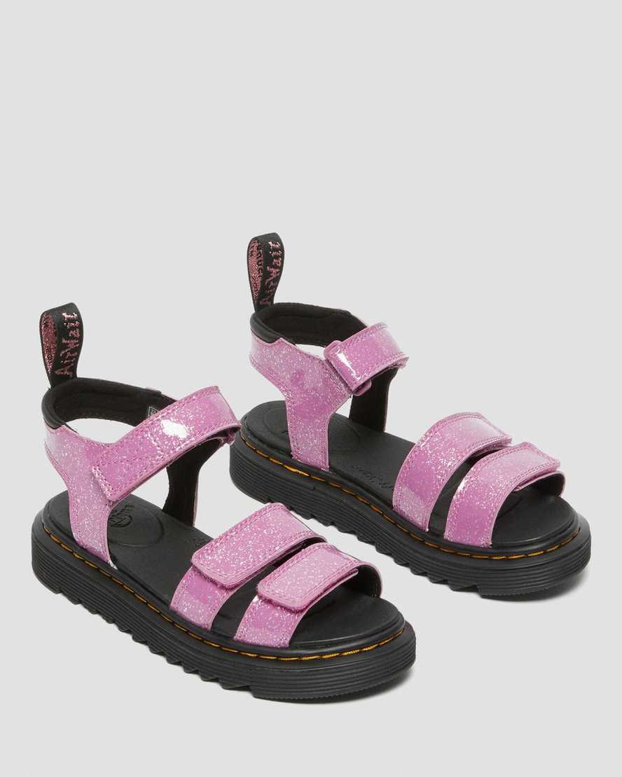 Pink Cosmic Glitter Kids' Dr Martens Junior Klaire Glitter Sandals | 234970-YLD