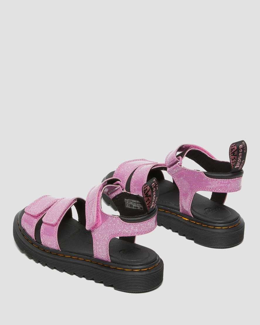 Pink Cosmic Glitter Kids' Dr Martens Junior Klaire Glitter Sandals | 234970-YLD