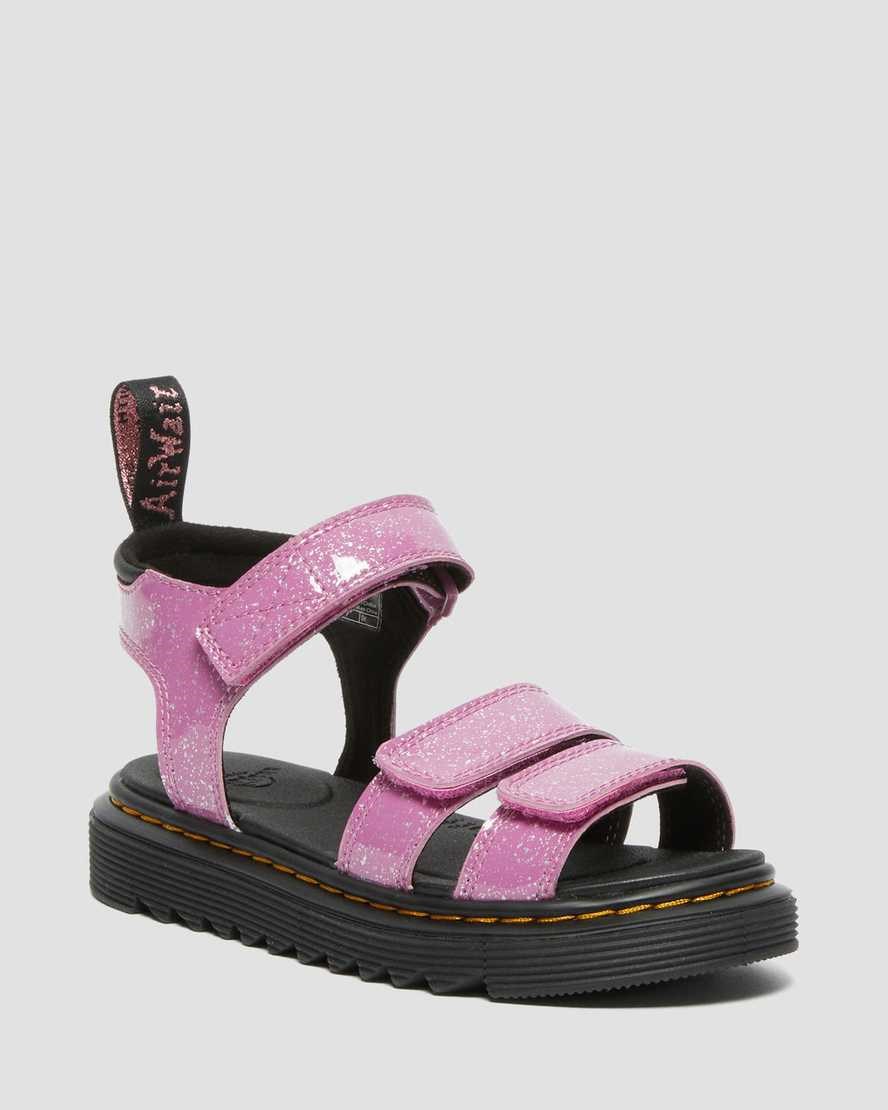 Pink Cosmic Glitter Kids' Dr Martens Junior Klaire Glitter Sandals | 234970-YLD