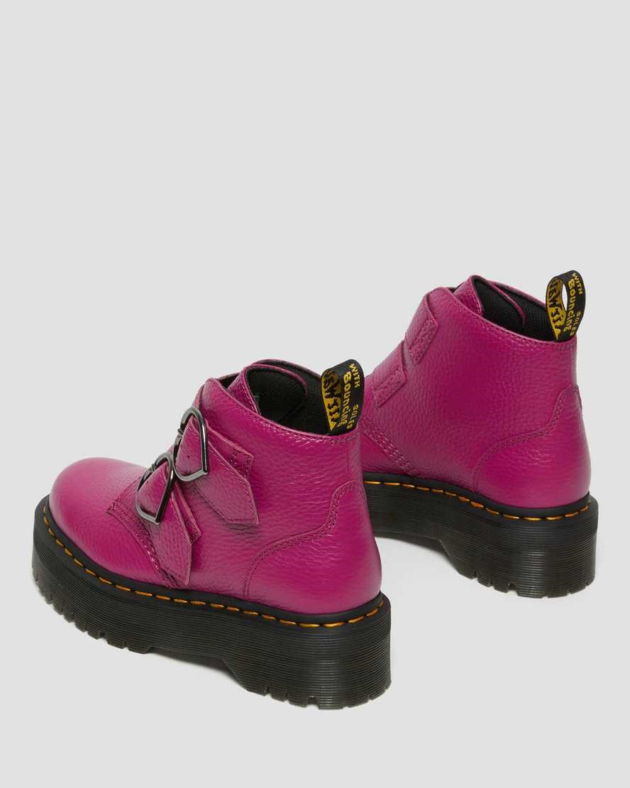 Pink Milled Nappa Leather Women's Dr Martens Devon Heart Leather Ankle Boots | 069584-VRJ