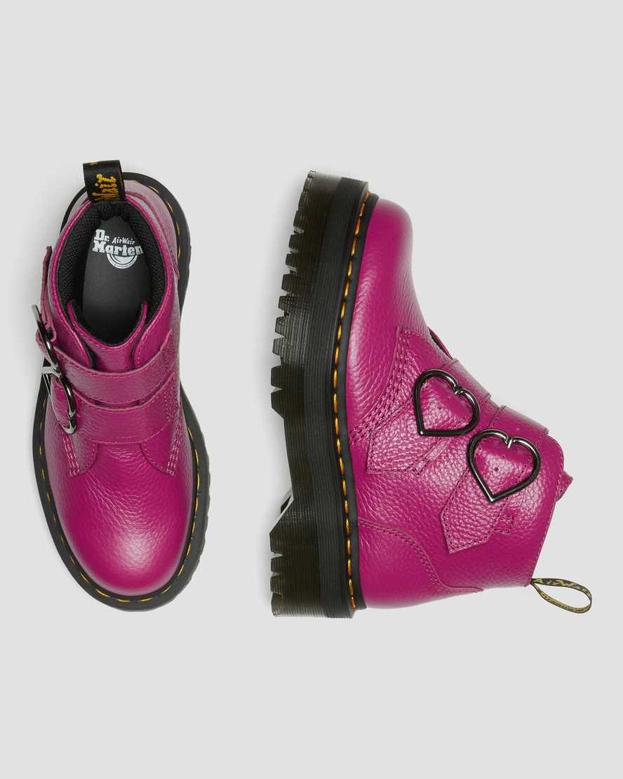 Pink Milled Nappa Leather Women's Dr Martens Devon Heart Leather Ankle Boots | 069584-VRJ