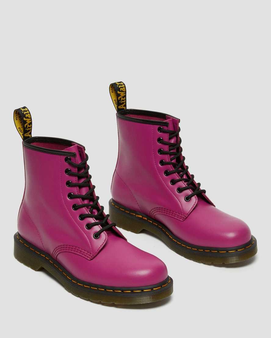 Pink Smooth Leather Men's Dr Martens 1460 Smooth Leather Lace Up Boots | 835461-RYC