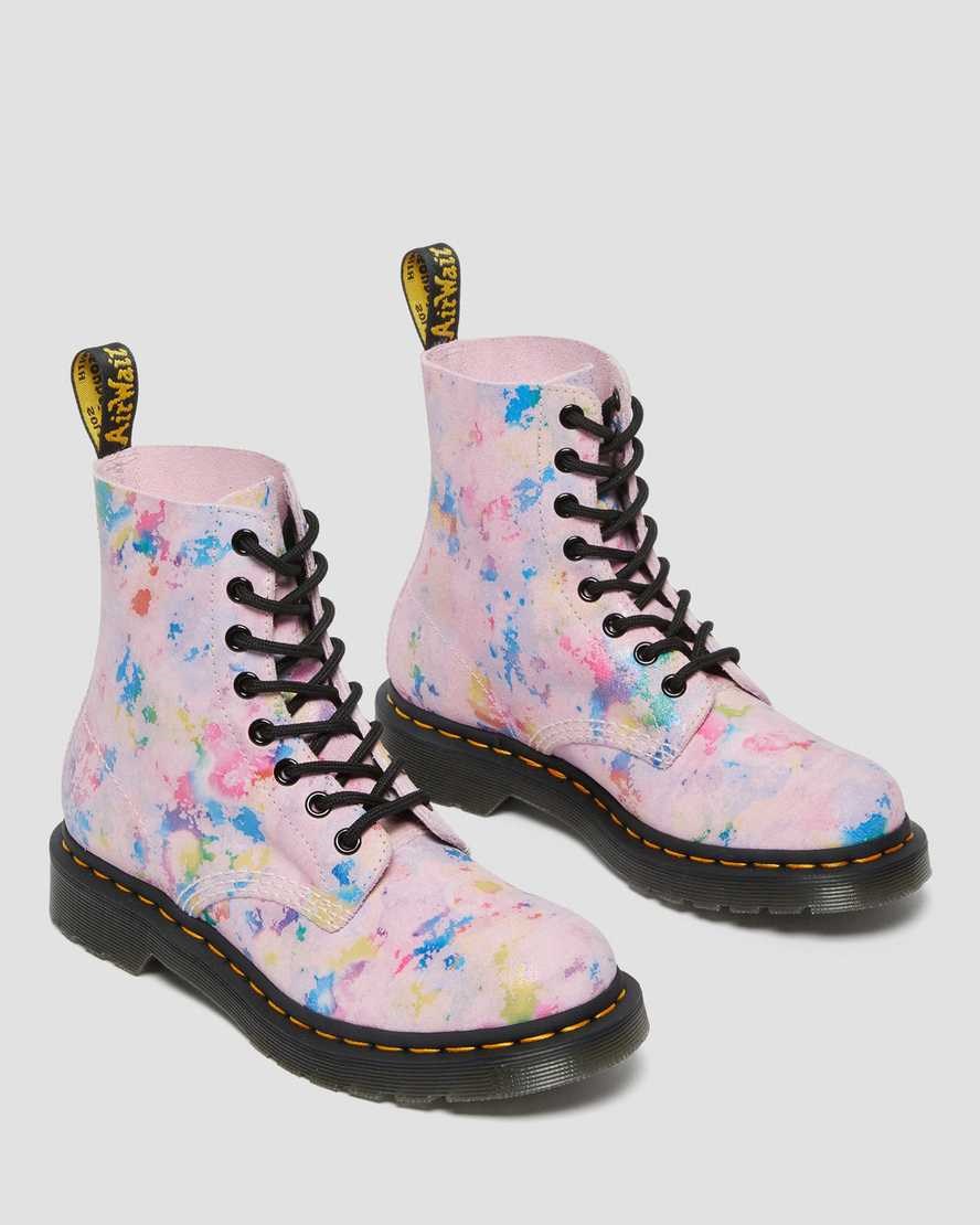 Pink Women's Dr Martens 1460 Pascal Confetti Suede Lace Up Boots | 206184-BIU