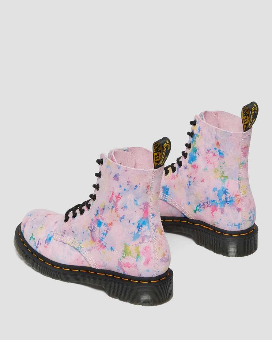 Pink Women's Dr Martens 1460 Pascal Confetti Suede Lace Up Boots | 206184-BIU