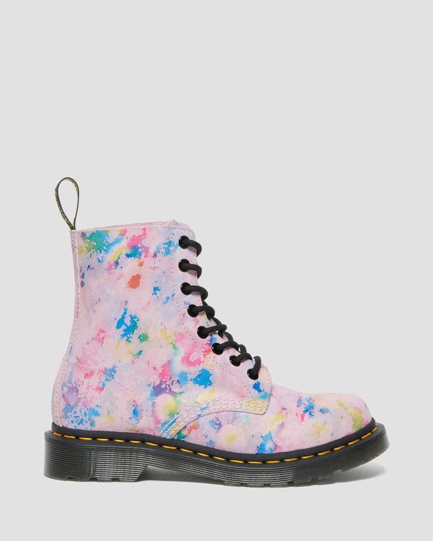 Pink Women's Dr Martens 1460 Pascal Confetti Suede Lace Up Boots | 206184-BIU