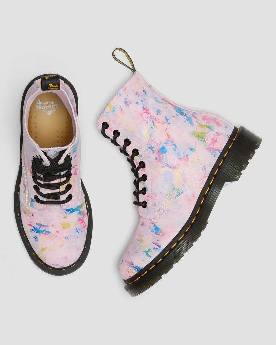 Pink Women's Dr Martens 1460 Pascal Confetti Suede Lace Up Boots | 206184-BIU