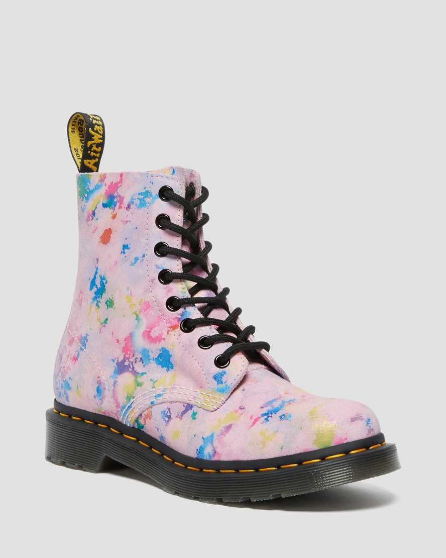 Pink Women's Dr Martens 1460 Pascal Confetti Suede Lace Up Boots | 206184-BIU