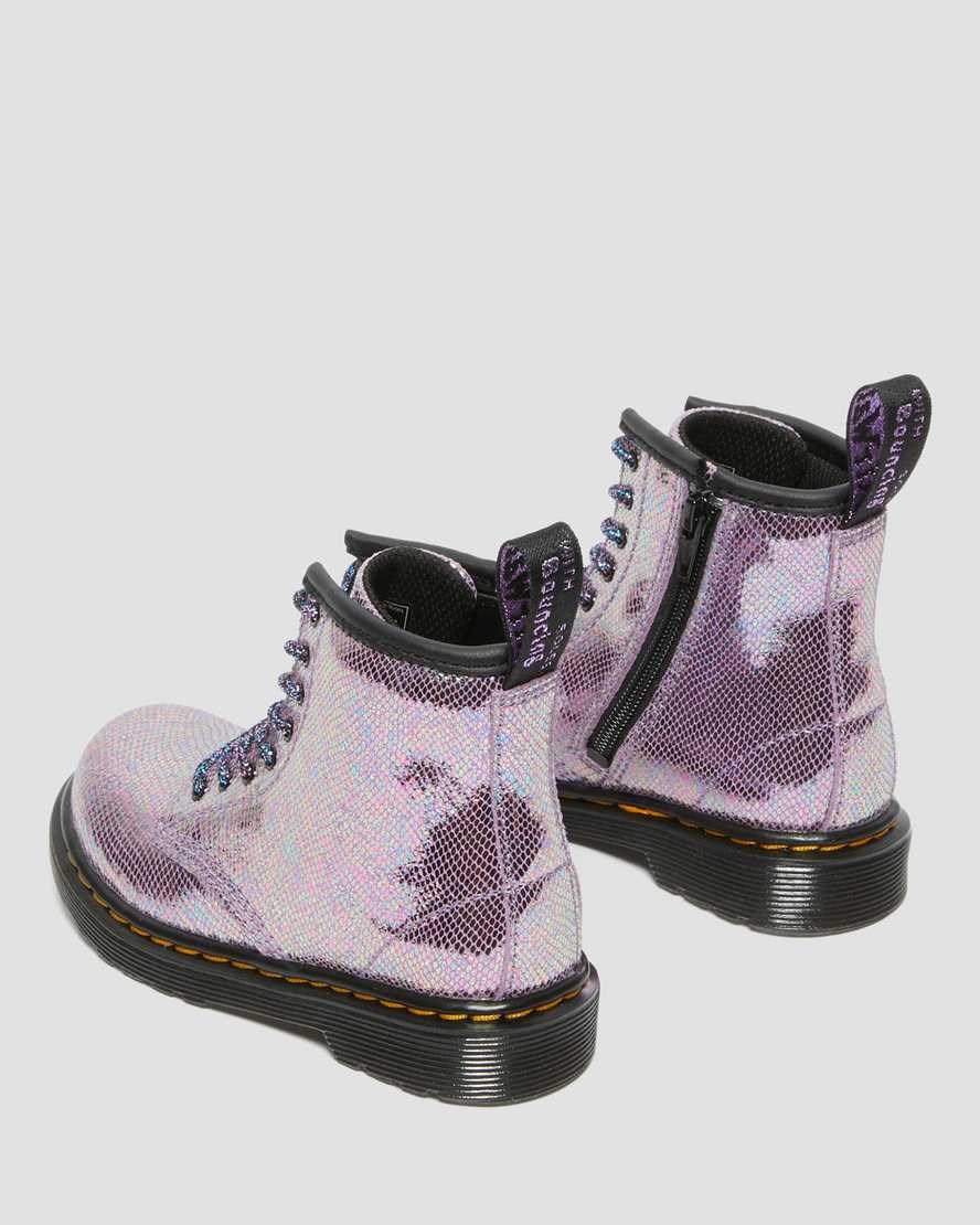 Purple Reptile Iridescent Kids' Dr Martens Toddler 1460 Iridescent Reptile Leather Lace Up Boots | 326490-JCG