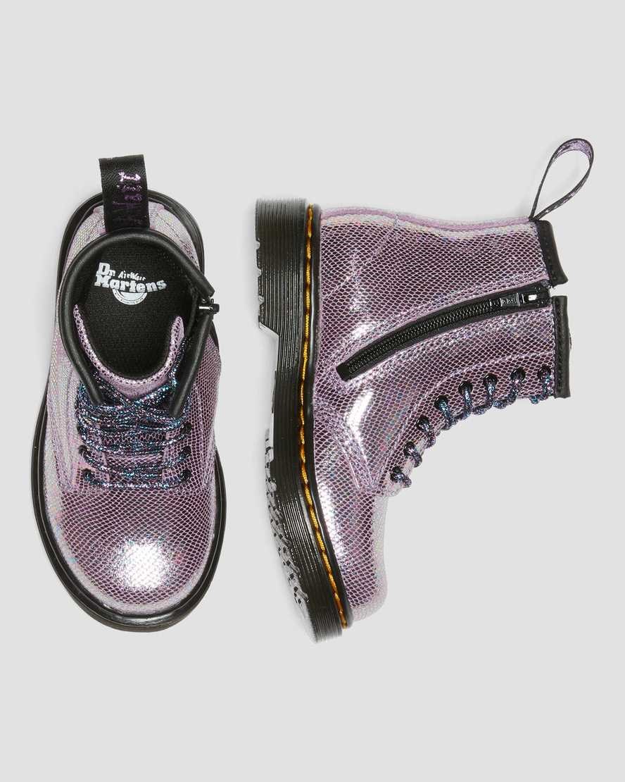 Purple Reptile Iridescent Kids' Dr Martens Toddler 1460 Iridescent Reptile Leather Lace Up Boots | 326490-JCG