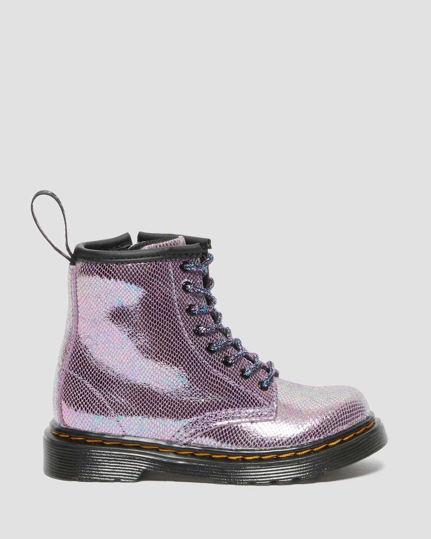 Purple Reptile Iridescent Kids' Dr Martens Toddler 1460 Iridescent Reptile Leather Lace Up Boots | 326490-JCG