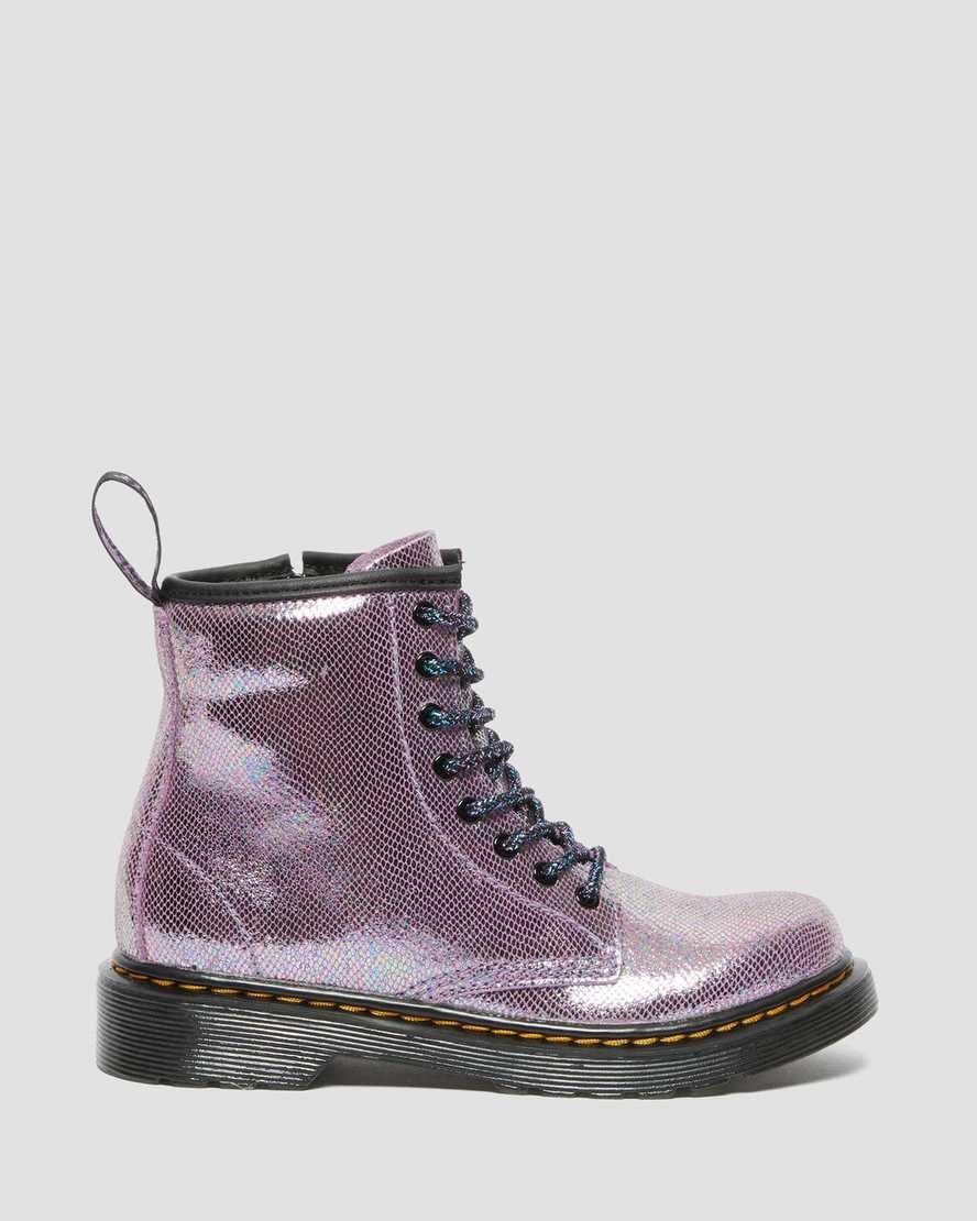 Purple Reptile Iridescent Kids' Dr Martens Junior 1460 Iridescent Leather Lace Up Boots | 610984-GAV