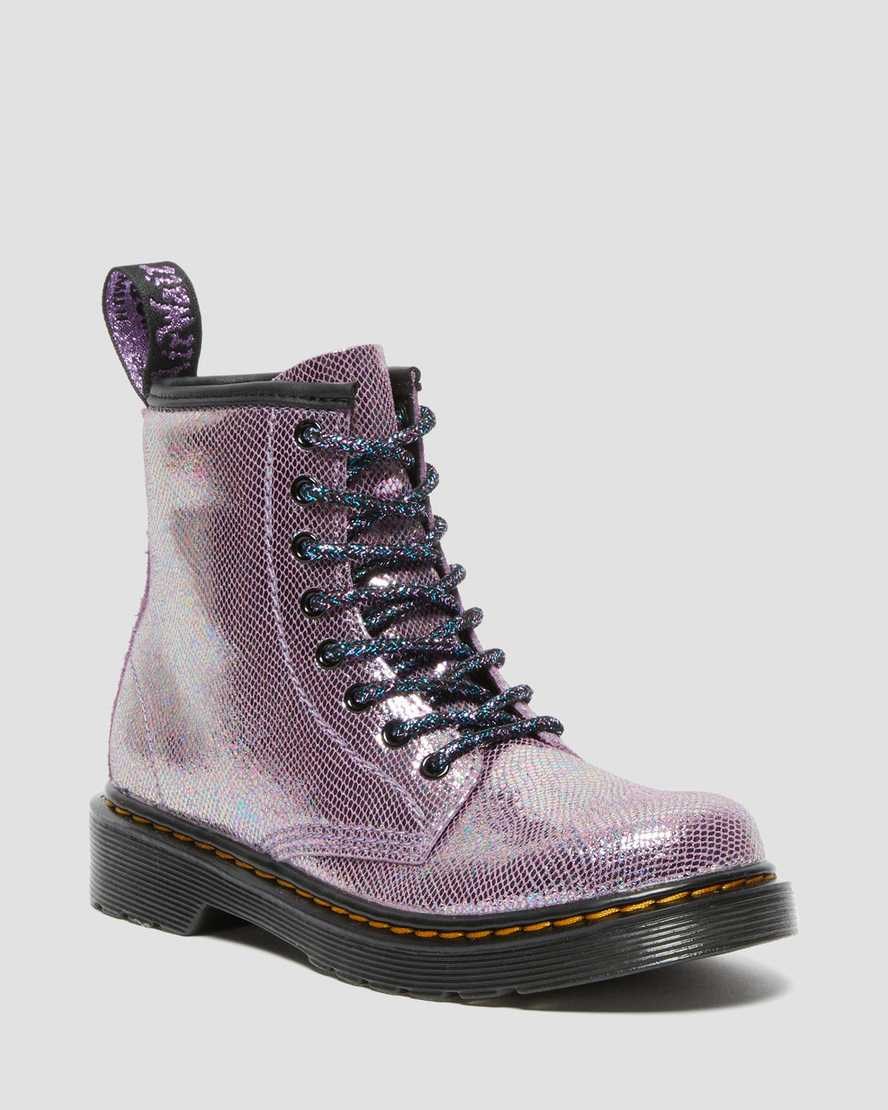 Purple Reptile Iridescent Kids' Dr Martens Junior 1460 Iridescent Leather Lace Up Boots | 610984-GAV