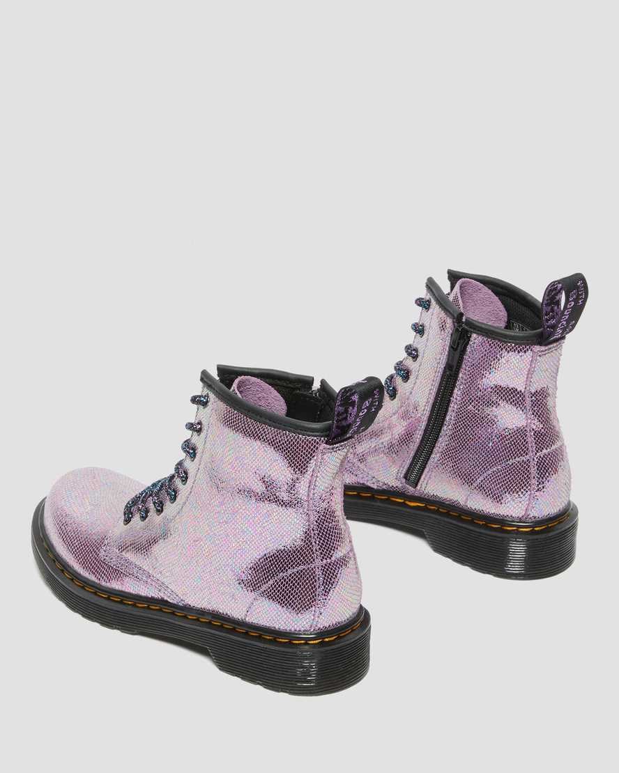 Purple Reptile Iridescent Kids' Dr Martens Junior 1460 Iridescent Leather Lace Up Boots | 610984-GAV