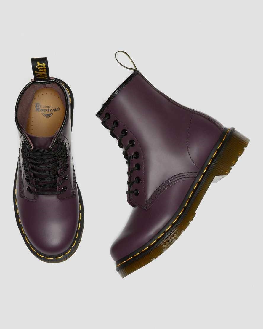 Purple Smooth Leather Women's Dr Martens 1460 Smooth Leather Ankle Boots | 408162-POQ