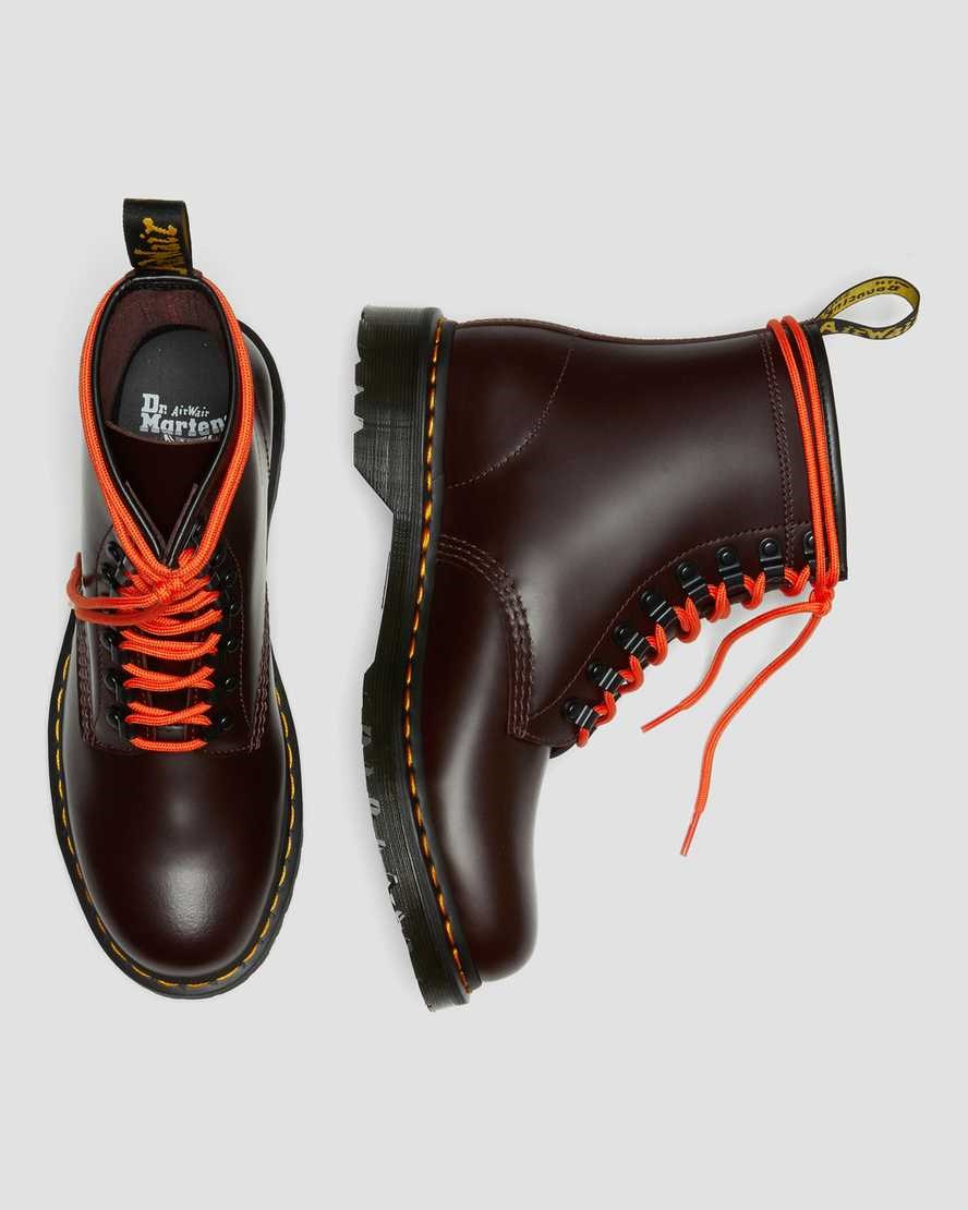 Red Smooth Leather Women's Dr Martens 1460 Ben Smooth Leather Ankle Boots | 685230-OHU