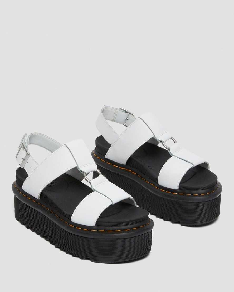 White Hydro Leather Women's Dr Martens Francis Leather Strap Sandals | 945620-CGB