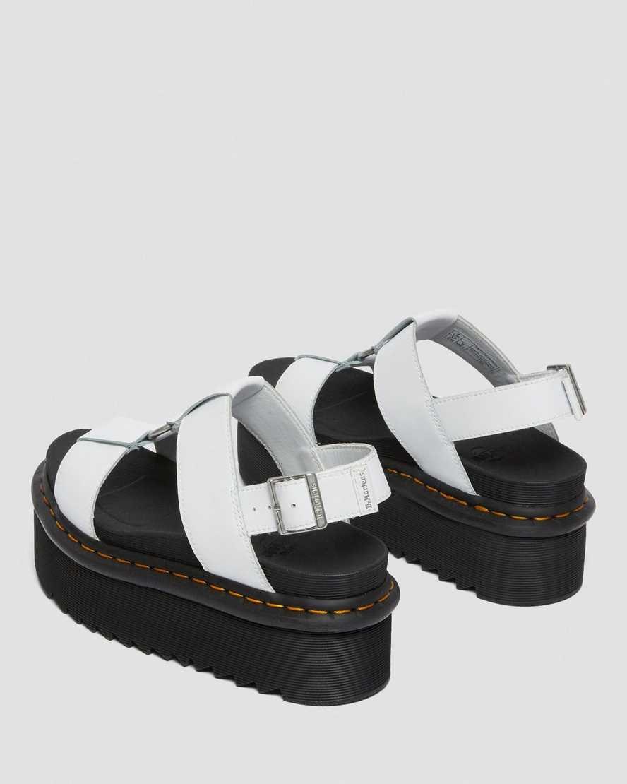 White Hydro Leather Women's Dr Martens Francis Leather Strap Sandals | 945620-CGB